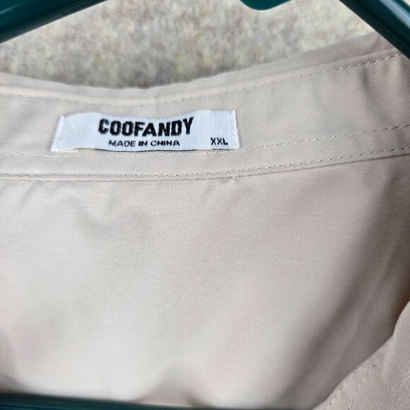 Coofandy Men’s Beige Button-Up Long Sleeve Shirt XXL Polyester Spandex Blend - Picture 4 of 8